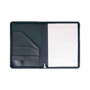 Navy blue leather folders custom branded with your logo
